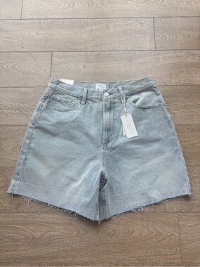 Z Supply Light Wash High-Rise Frayed Hem Denim Shorts